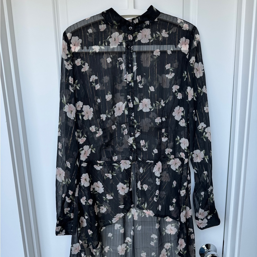 NEW Floral Sheer Black Top